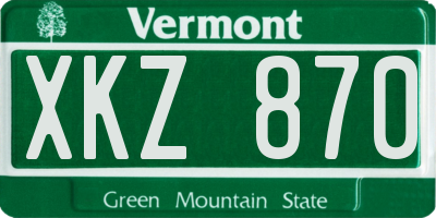 VT license plate XKZ870