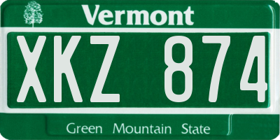 VT license plate XKZ874