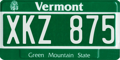 VT license plate XKZ875