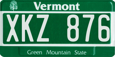 VT license plate XKZ876