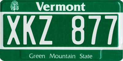 VT license plate XKZ877