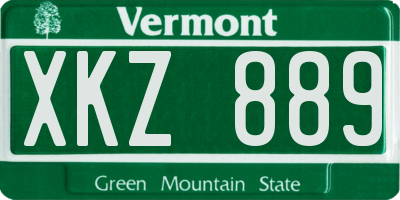 VT license plate XKZ889