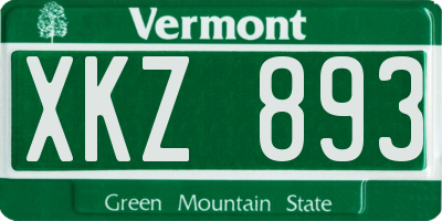 VT license plate XKZ893