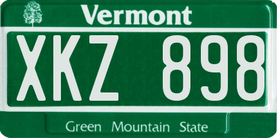 VT license plate XKZ898