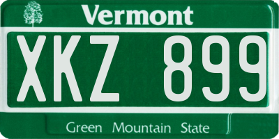 VT license plate XKZ899