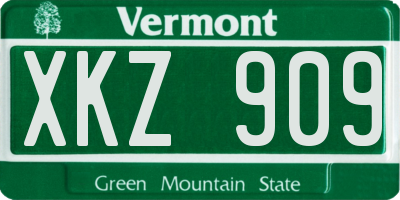 VT license plate XKZ909