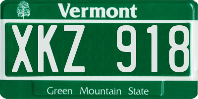 VT license plate XKZ918