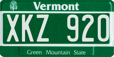 VT license plate XKZ920
