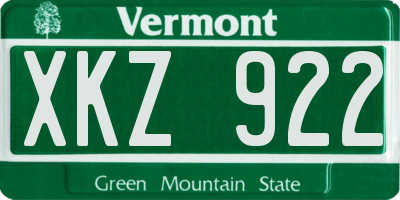 VT license plate XKZ922
