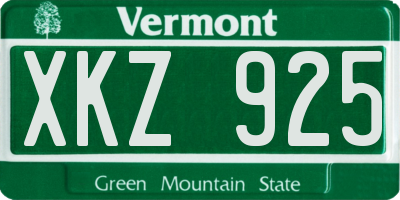 VT license plate XKZ925