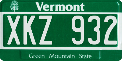 VT license plate XKZ932