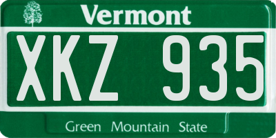VT license plate XKZ935