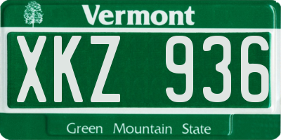 VT license plate XKZ936