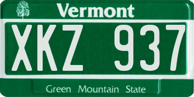 VT license plate XKZ937