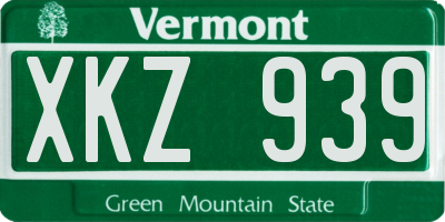 VT license plate XKZ939