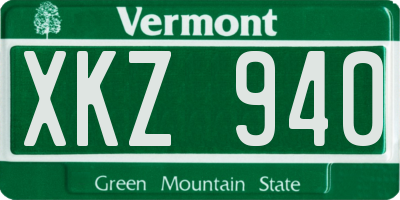 VT license plate XKZ940