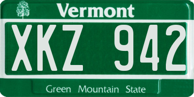 VT license plate XKZ942
