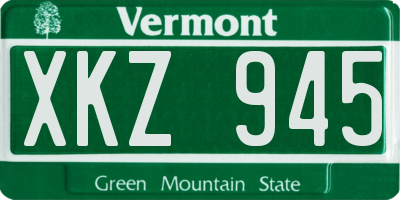 VT license plate XKZ945
