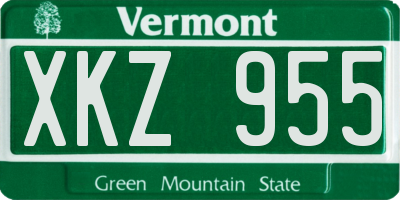 VT license plate XKZ955