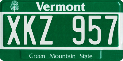 VT license plate XKZ957