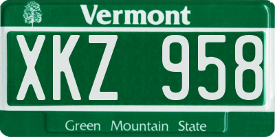 VT license plate XKZ958