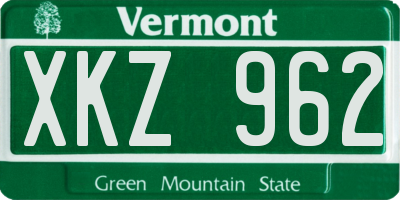 VT license plate XKZ962