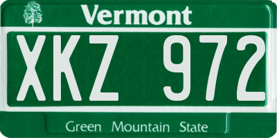 VT license plate XKZ972