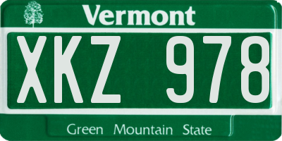 VT license plate XKZ978