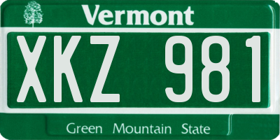 VT license plate XKZ981