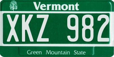 VT license plate XKZ982