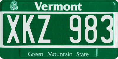 VT license plate XKZ983