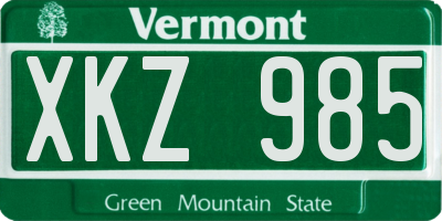 VT license plate XKZ985