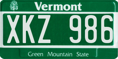 VT license plate XKZ986
