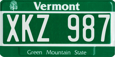 VT license plate XKZ987