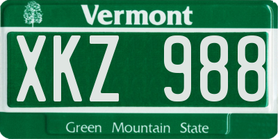 VT license plate XKZ988