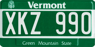 VT license plate XKZ990