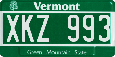 VT license plate XKZ993