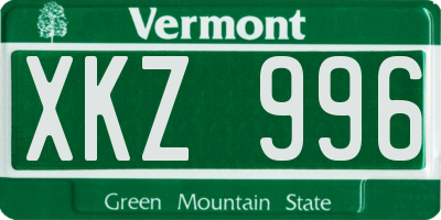 VT license plate XKZ996