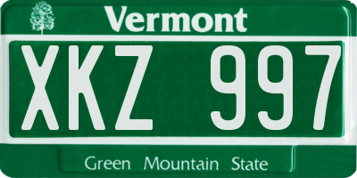 VT license plate XKZ997