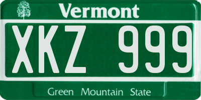 VT license plate XKZ999