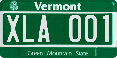 VT license plate XLA001