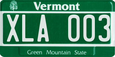 VT license plate XLA003