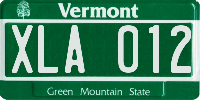 VT license plate XLA012
