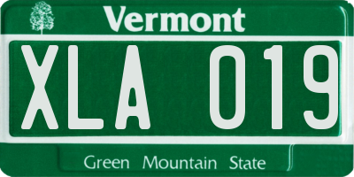 VT license plate XLA019