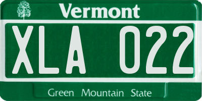 VT license plate XLA022