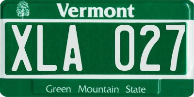 VT license plate XLA027
