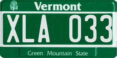 VT license plate XLA033