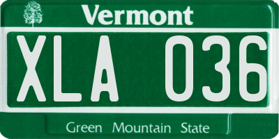 VT license plate XLA036