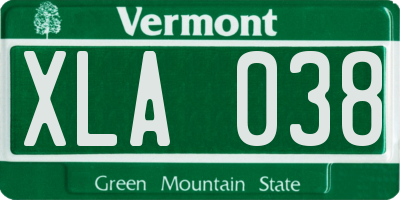 VT license plate XLA038