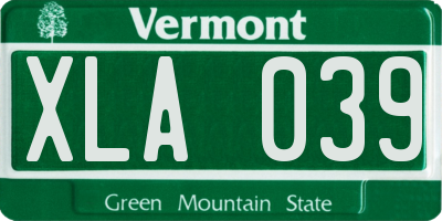 VT license plate XLA039